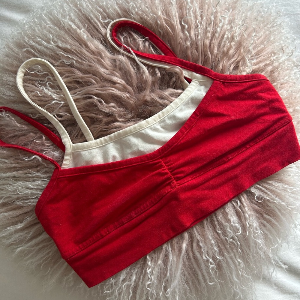 Urban Outfitters Red Bralette with Cream Trim